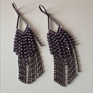 Chic Vera Wang Purple Rhinestone Fringe Earrings